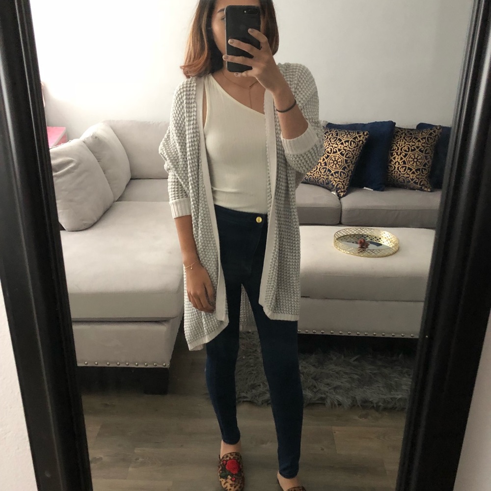 Gray knit cardigan